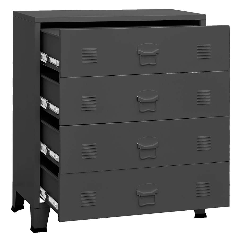 Schubladenschrank Metall Industrie-Stil 78 x 40 x 93 cm Schwarz