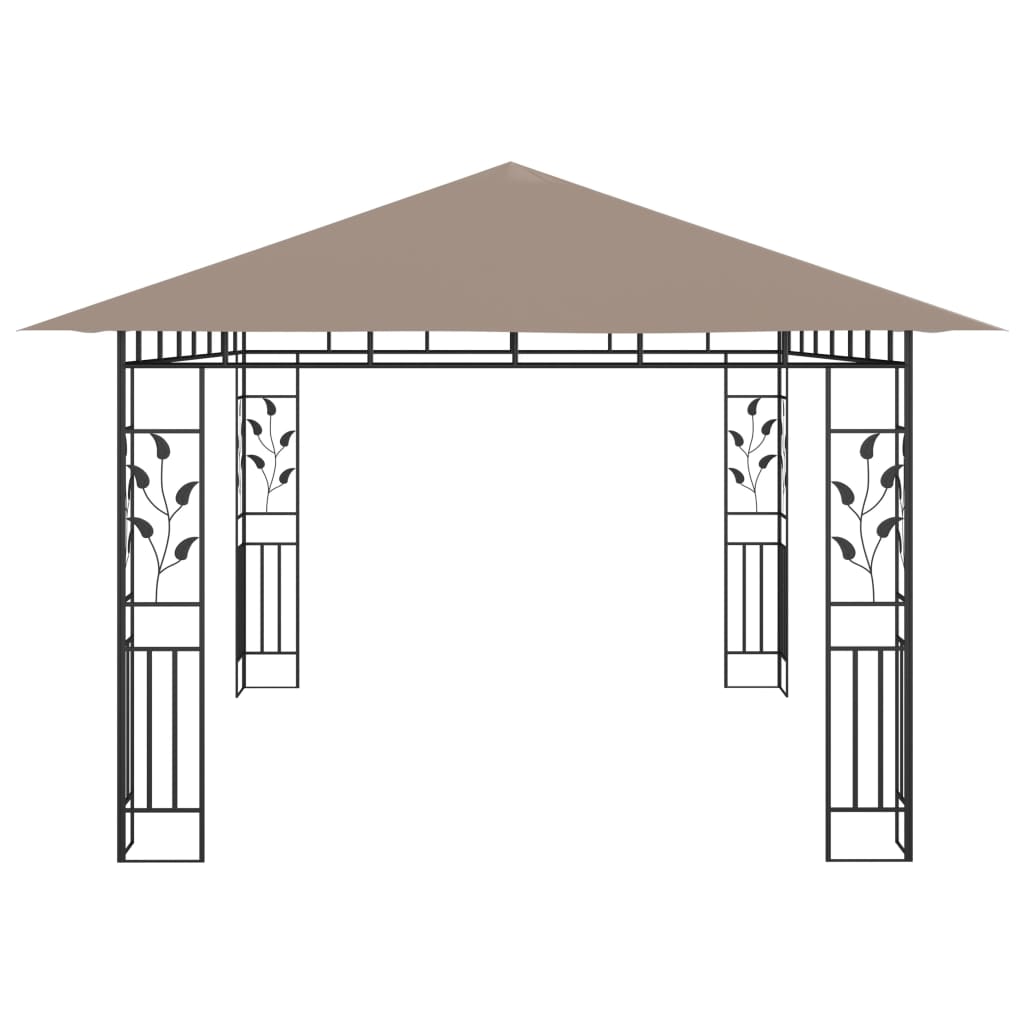 Pavillon mit Moskitonetz & LED-Lichterkette 3x3x2,73m Cremeweiß