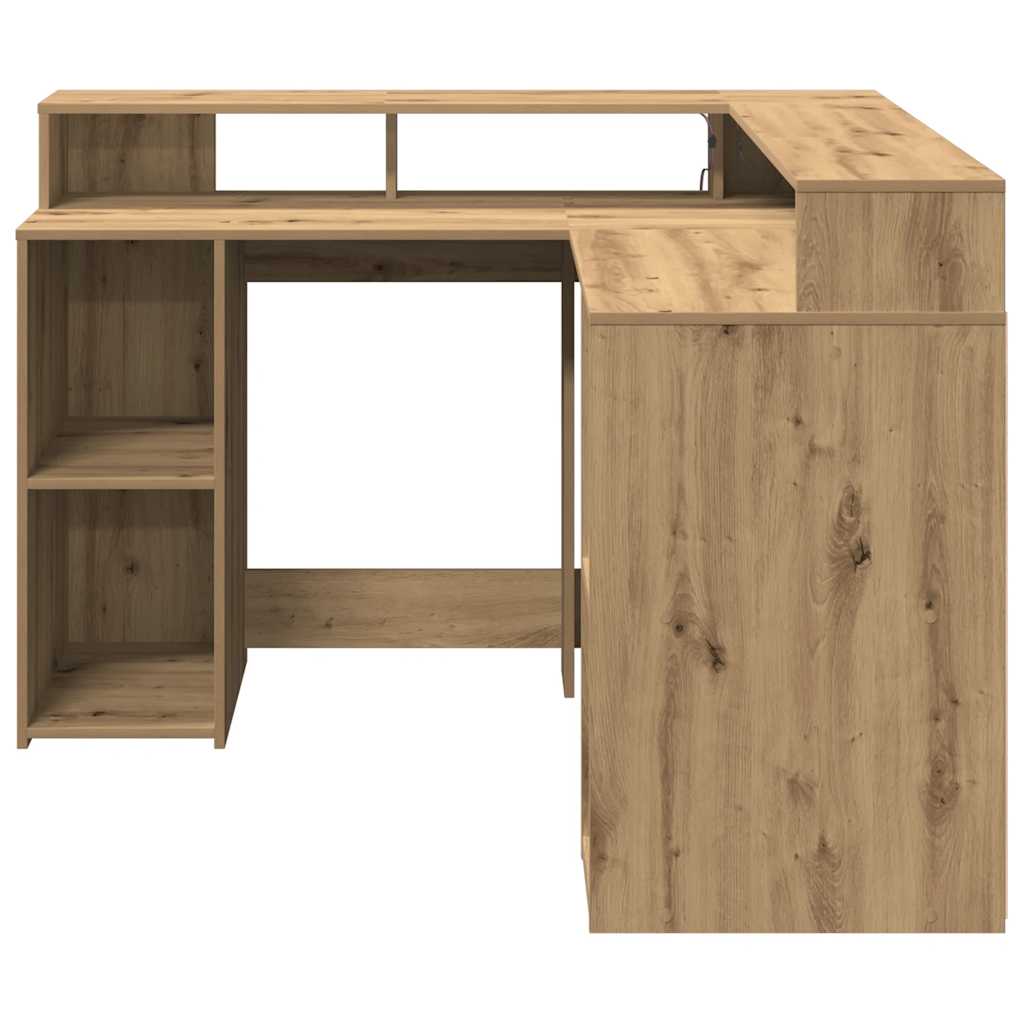 LED-Schreibtisch Weiß 130x130x91 cm Holzwerkstoff
