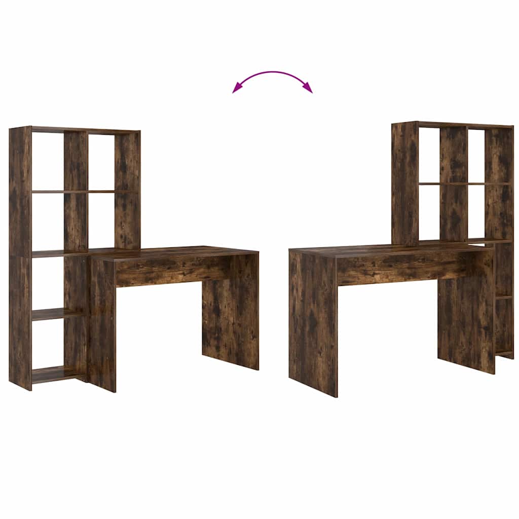 Schreibtisch mit Regal Weiß 138,5 x 55 x 143 cm Holzwerkstoff