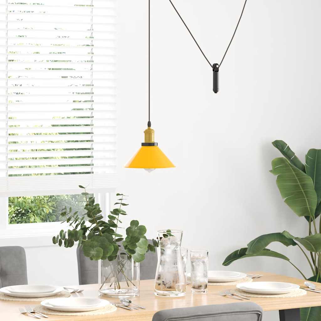 Pendelleuchte Höhenverstellbar E27 Schwarz Glänzend Ø 22 cm