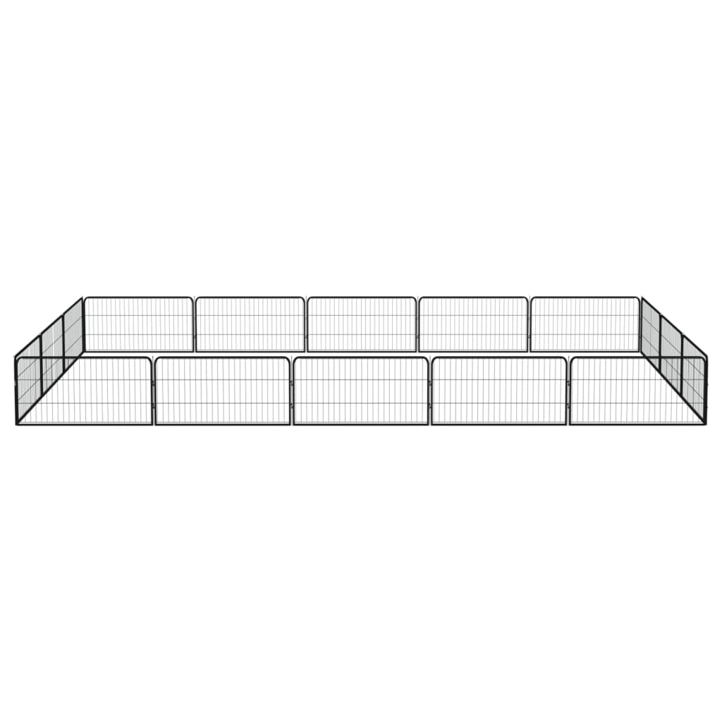 4-tlg. Hundelaufstall Schwarz 100x50cm Stahl Pulverbeschichtung
