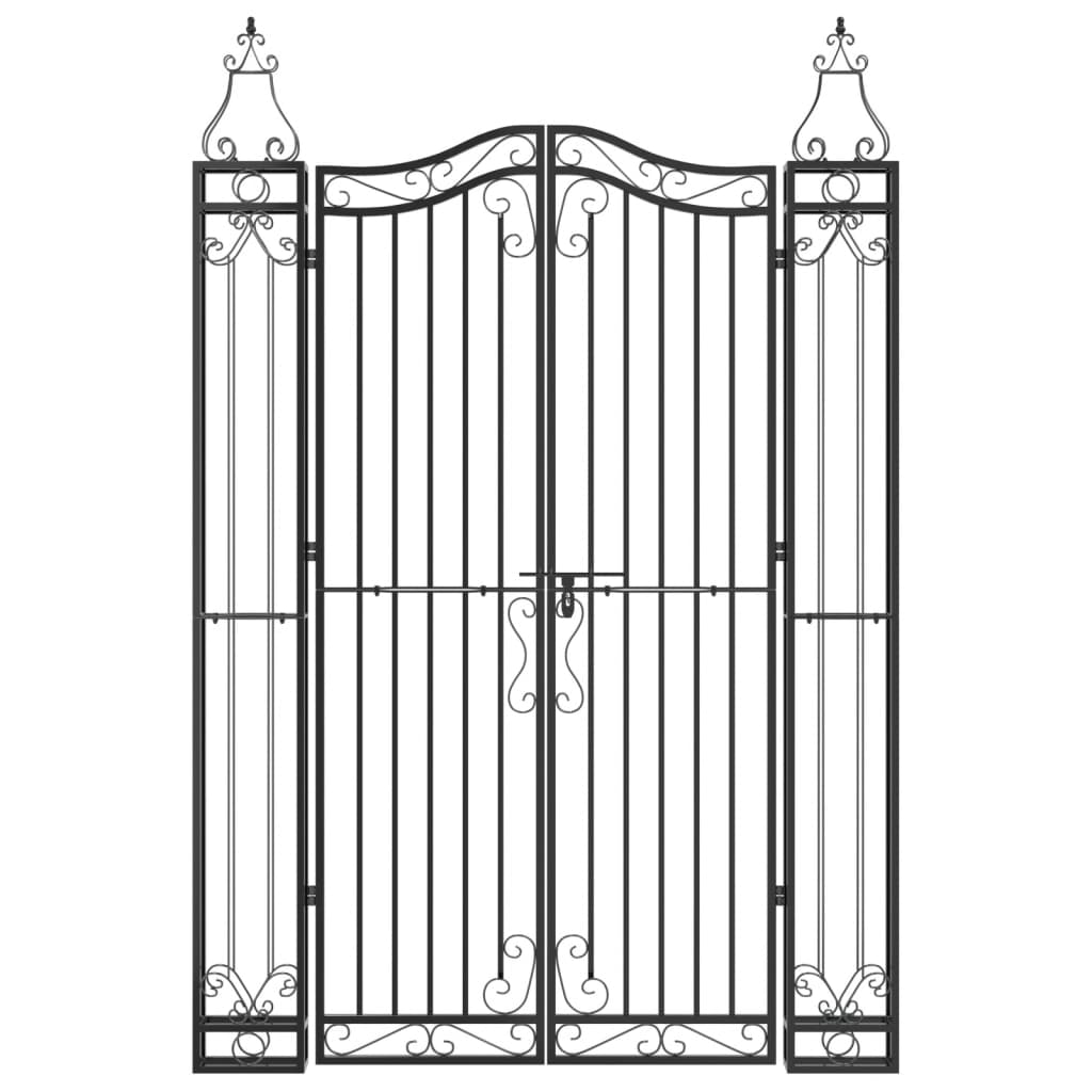 Gartentor Schwarz 121x8x100 cm Schmiedeeisen