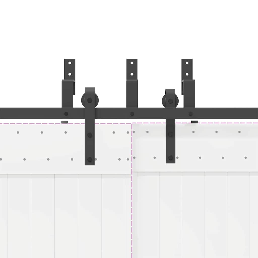 Schiebetürbeschlag-Set 152,5 cm Stahl Schwarz