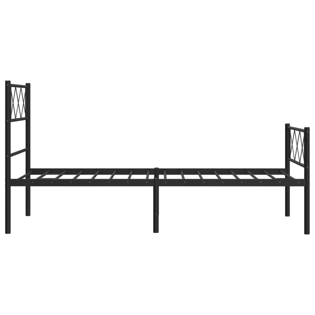 Bettgestell mit Kopfteil Metall Schwarz 100x190 cm