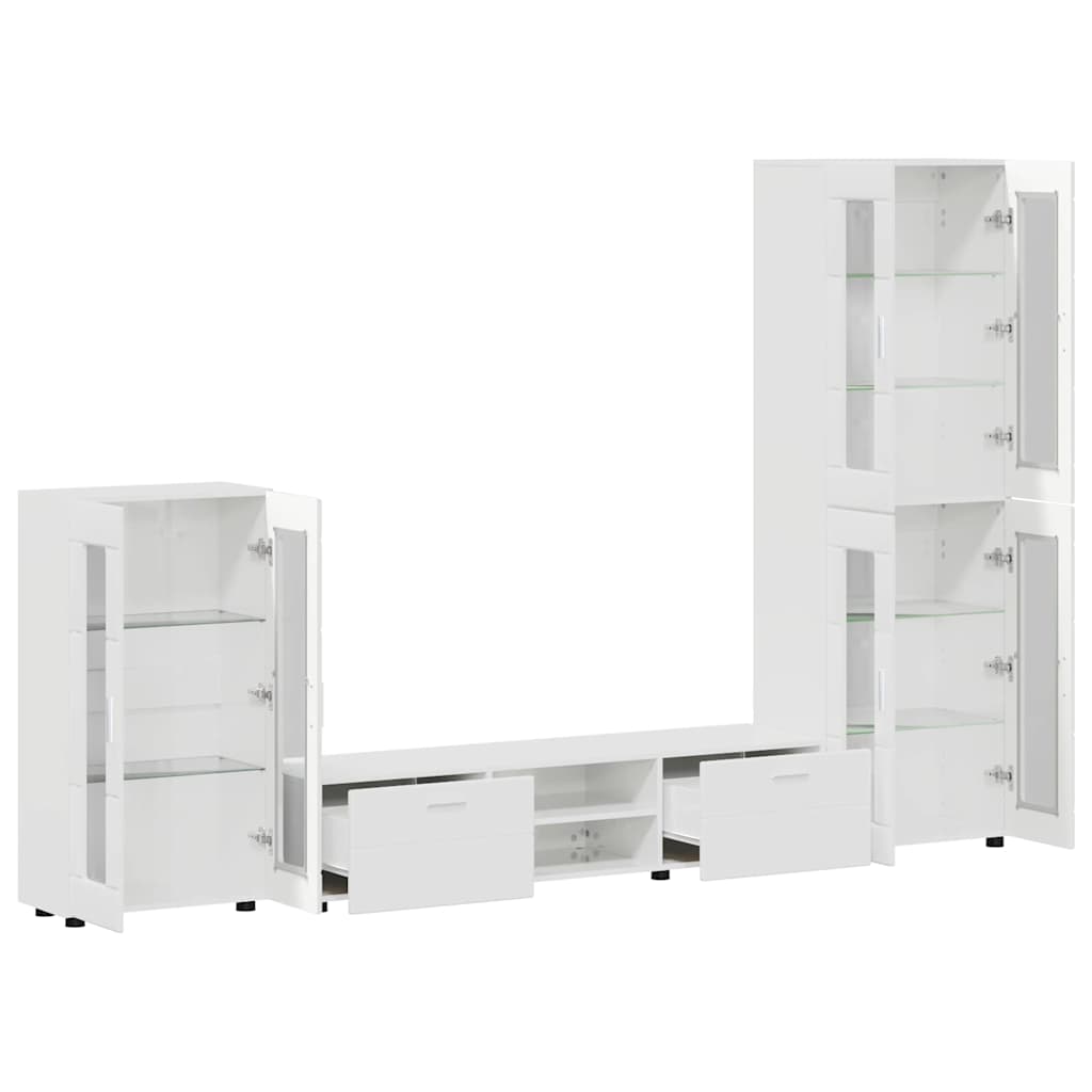 Highboard mit Regal FLORIN Weiß 60 x 35 x 182 cm Holzwerkstoff