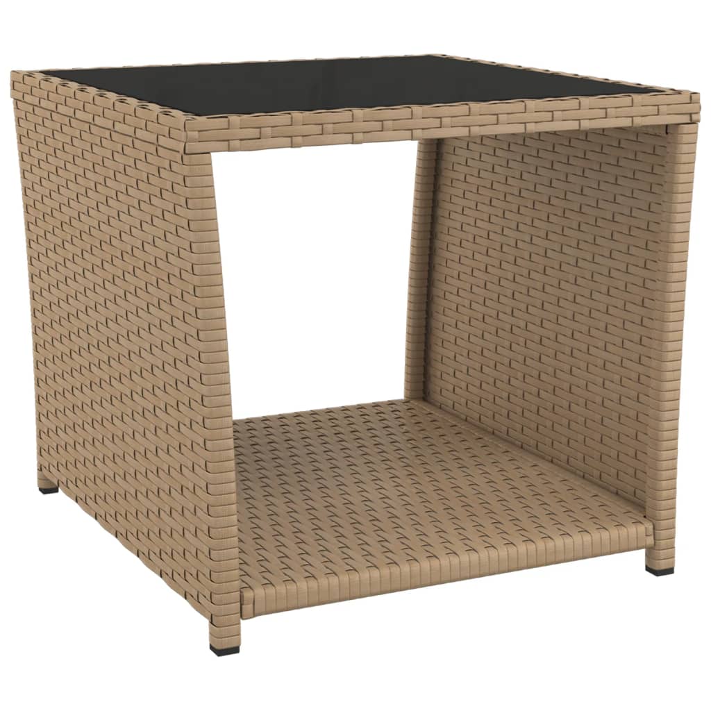 Beistelltisch mit Holzplatte Grau Poly Rattan & Akazienholz