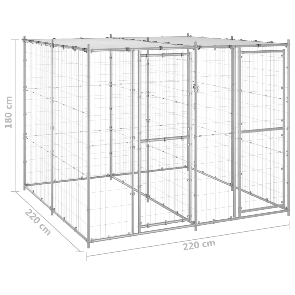 Outdoor-Hundezwinger Stahl mit Überdachung 110x220x180 cm