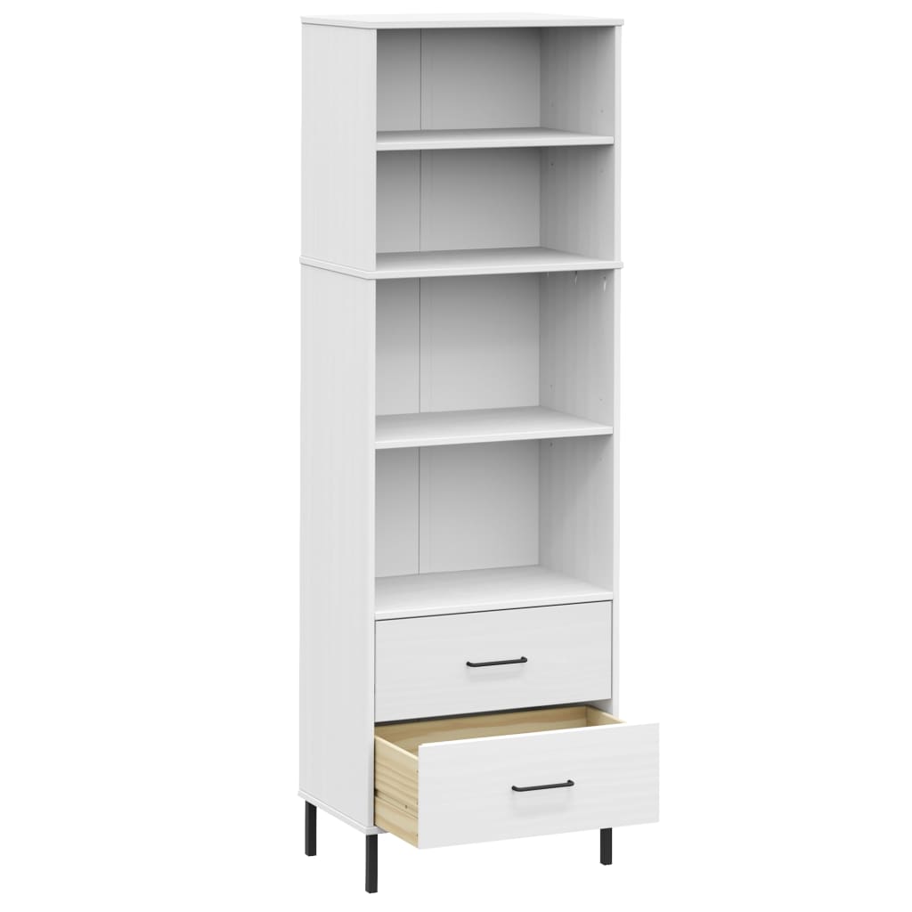Bücherregal OSLO mit 2 Schubladen Braun 60x35x180 cm Massivholz