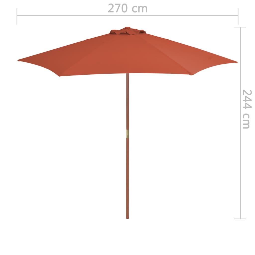Sonnenschirm mit Holz-Mast 270 cm Blau