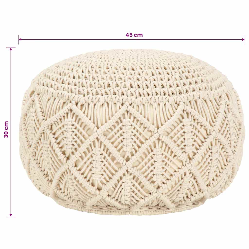 Makramee Sitzpuff Handgefertigt 45x30 cm Baumwolle
