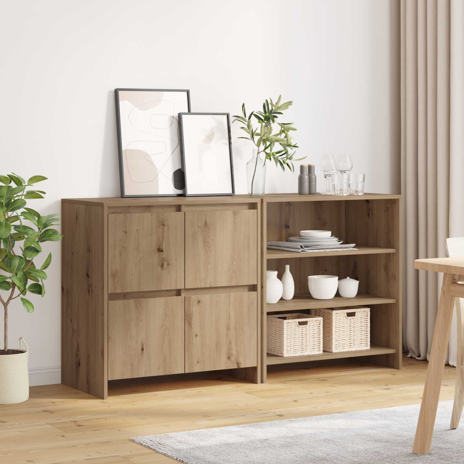 2-tlg. Sideboard Weiß Holzwerkstoff