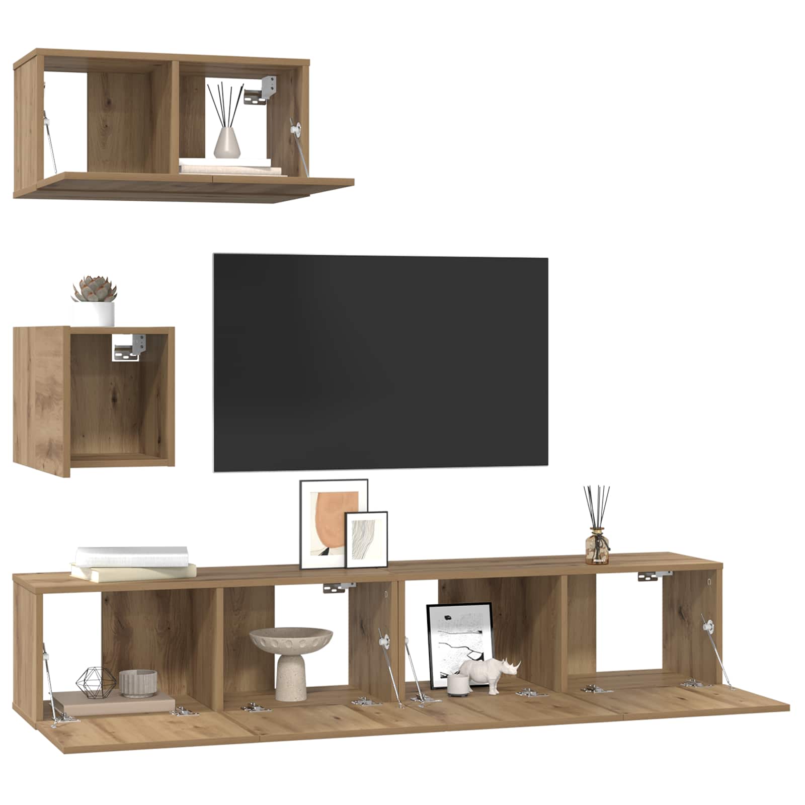 4-tlg. TV-Schrank-Set Sonoma-Eiche Holzwerkstoff