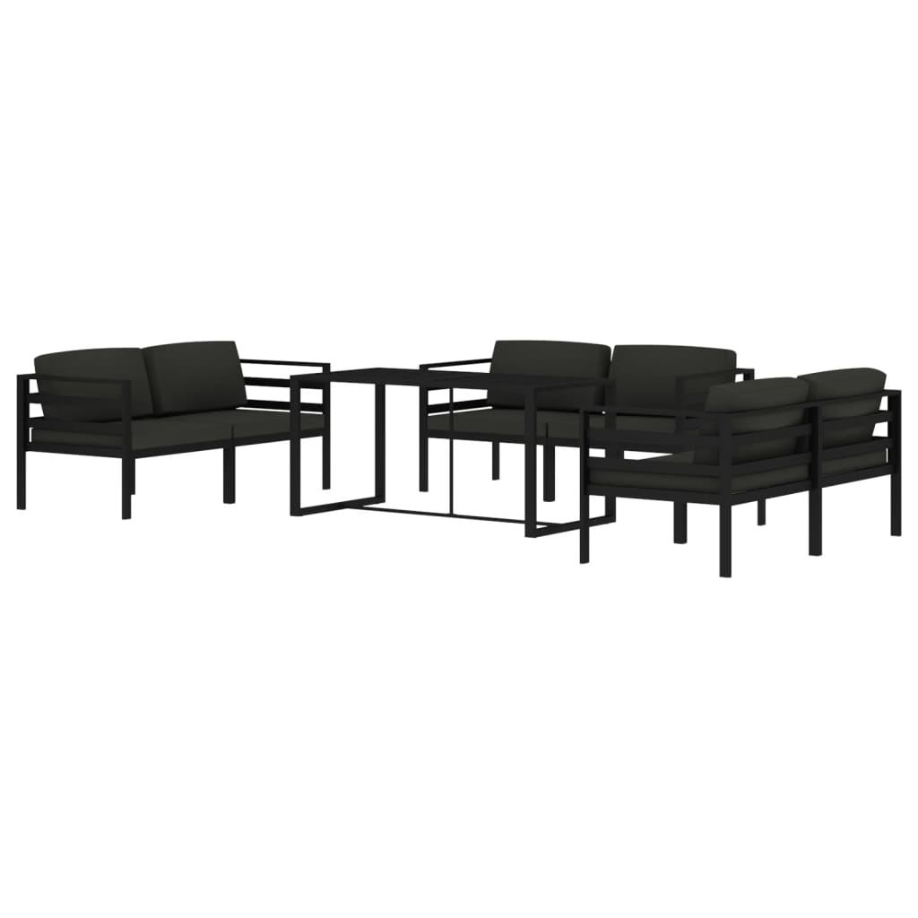 10-tlg. Garten-Lounge-Set mit Kissen Aluminium Anthrazit