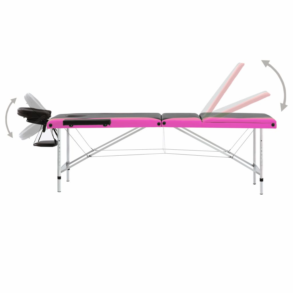 Massagetisch Klappbar 3 Zonen Aluminium Dunkellila