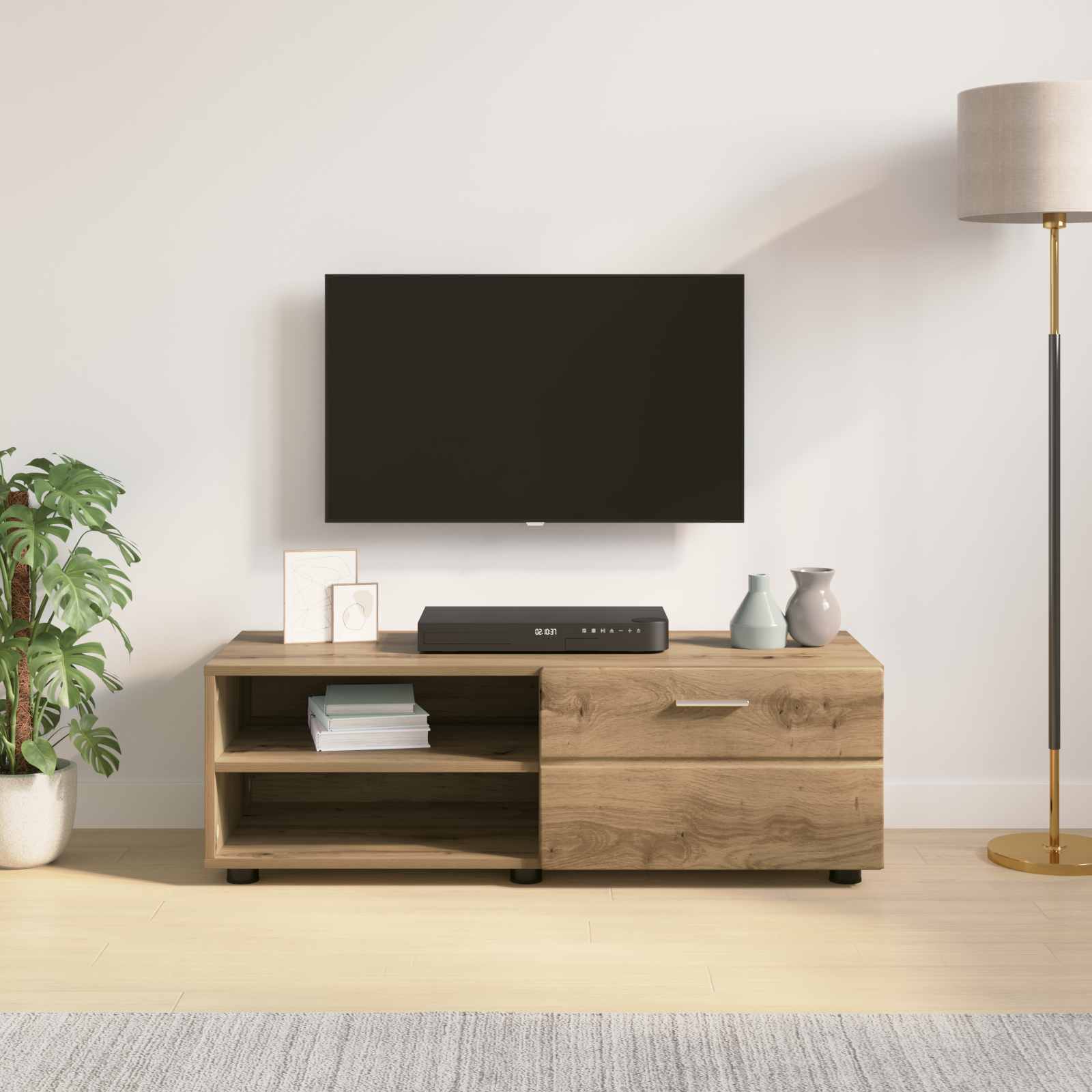 Highboard mit Regal FLORIN Weiß 60 x 35 x 182 cm Holzwerkstoff