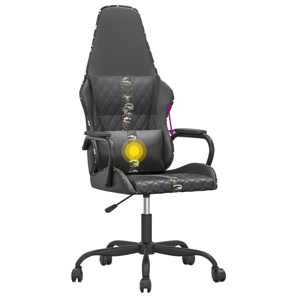 Gaming-Stuhl mit Massagefunktion Gold und Schwarz Kunstleder