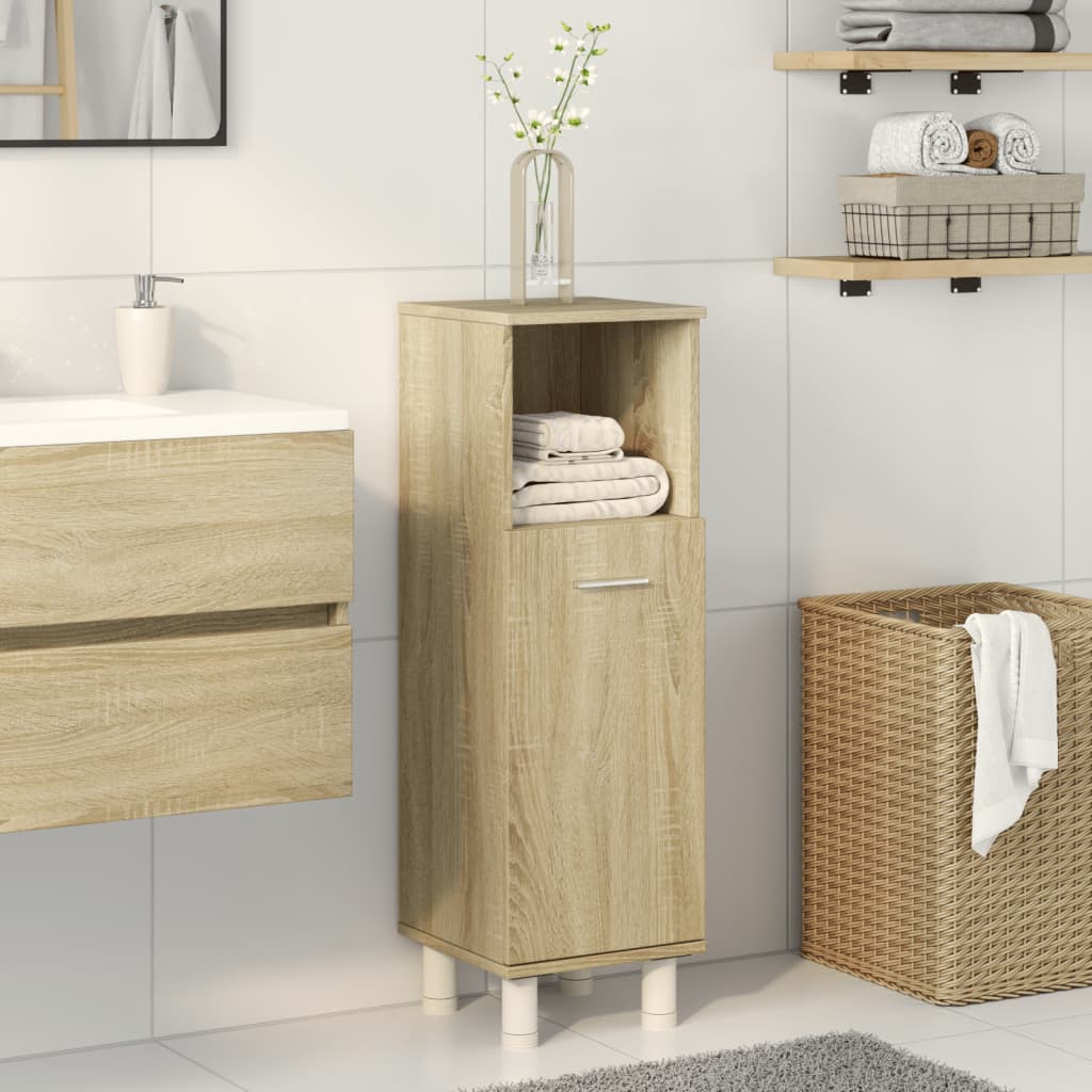 Badezimmerschrank Weiß 30x30x95 cm Holzwerkstoff