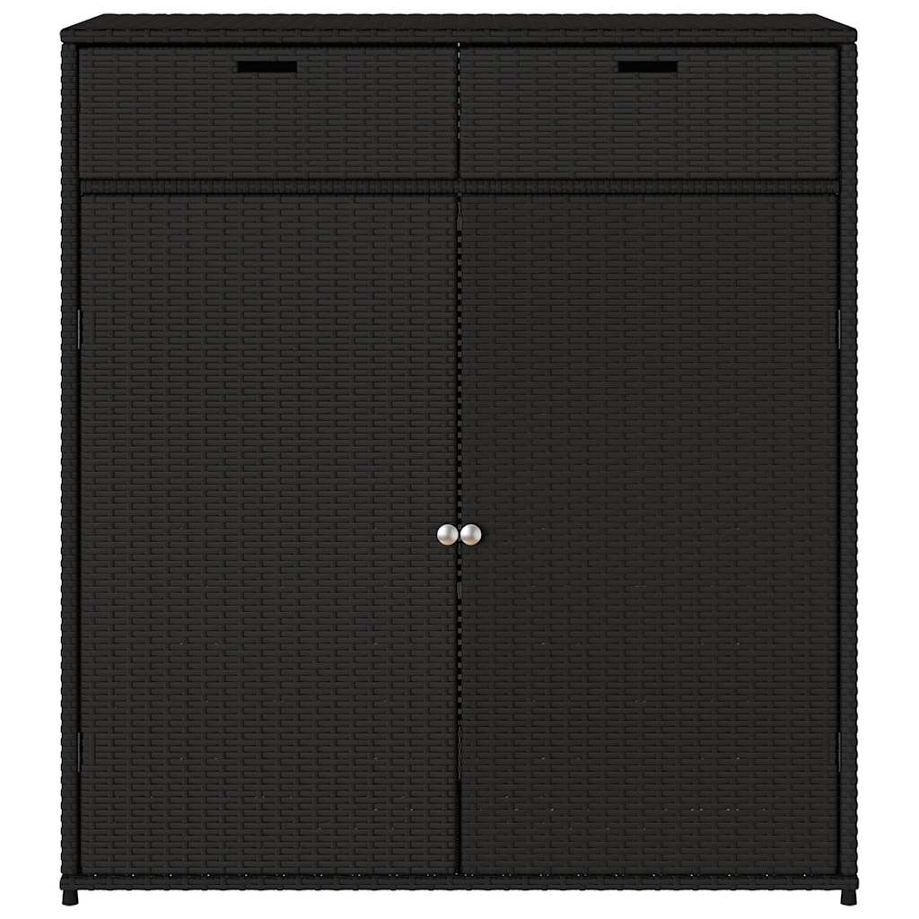 Gartenschrank Schwarz 55x55x111 cm Poly Rattan