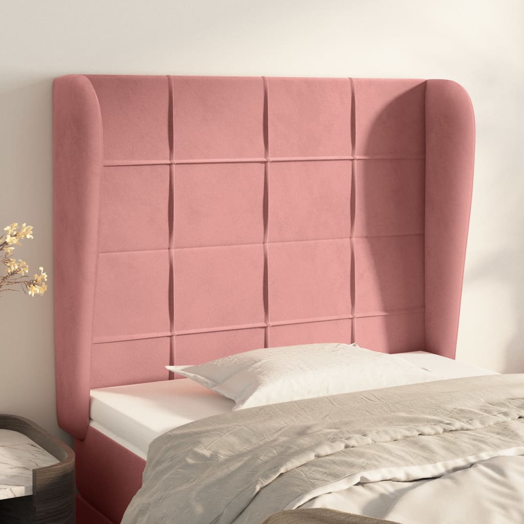 Kopfteil mit Ohren Dunkelblau 93x23x78/88 cm Samt