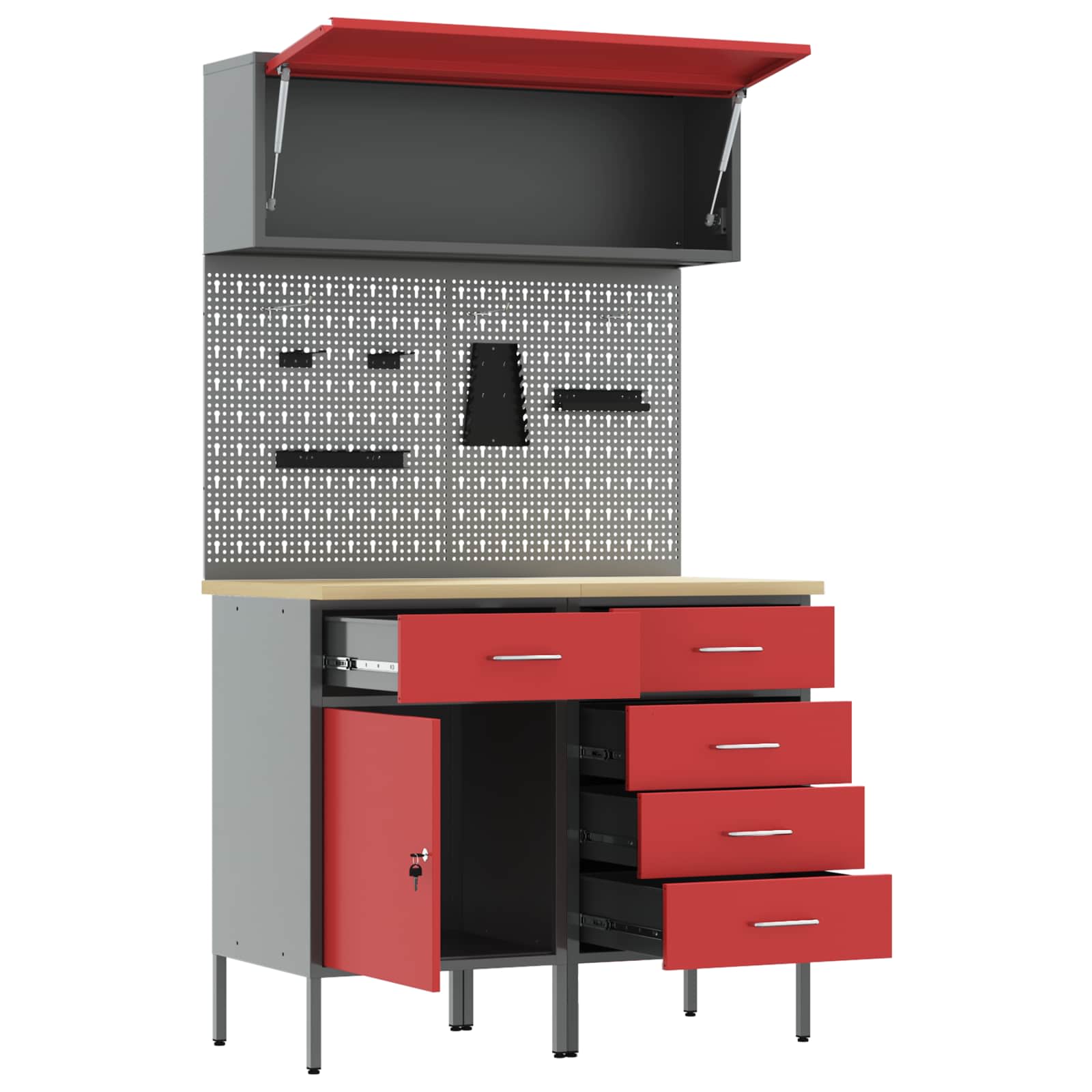 Arbeitsschrankset mit Schubladen mit Regal 8 pcs Grau