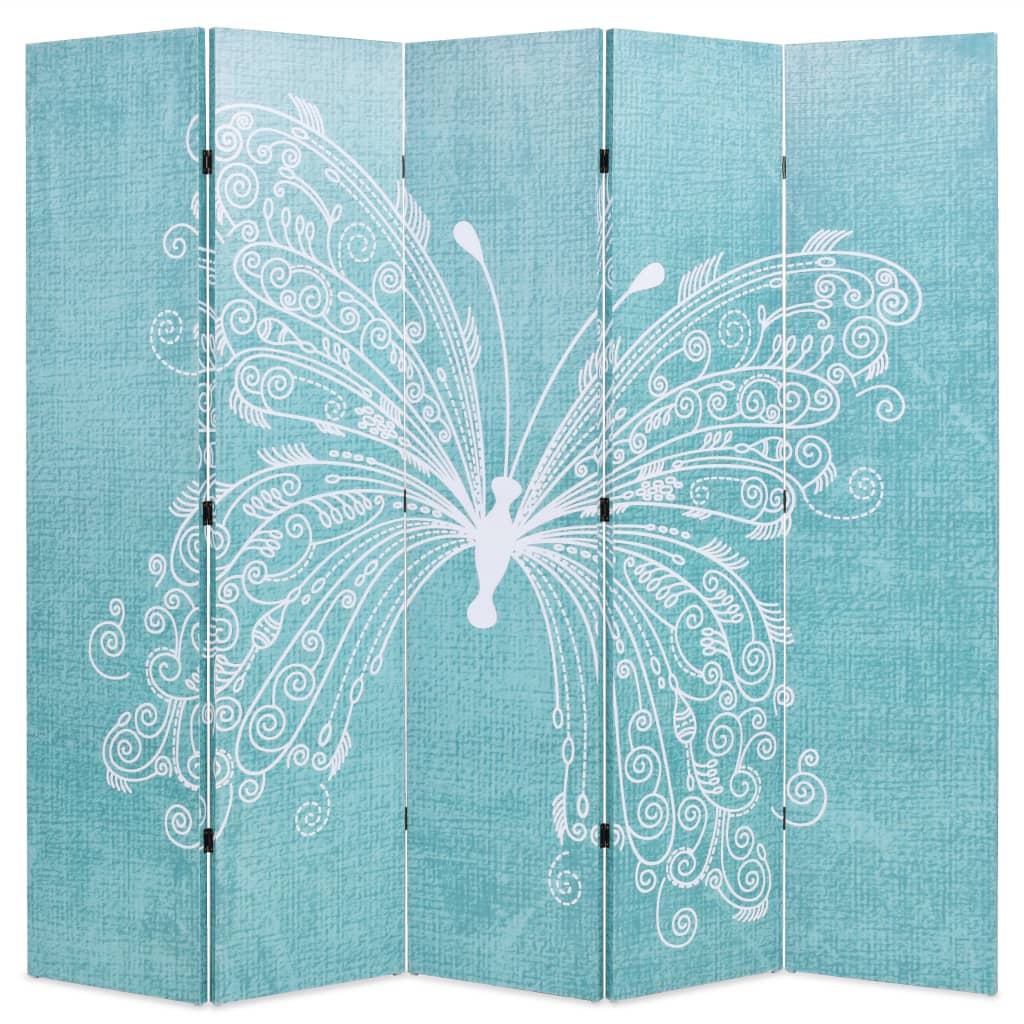 Raumteiler klappbar 120 x 170 cm Schmetterling Blau