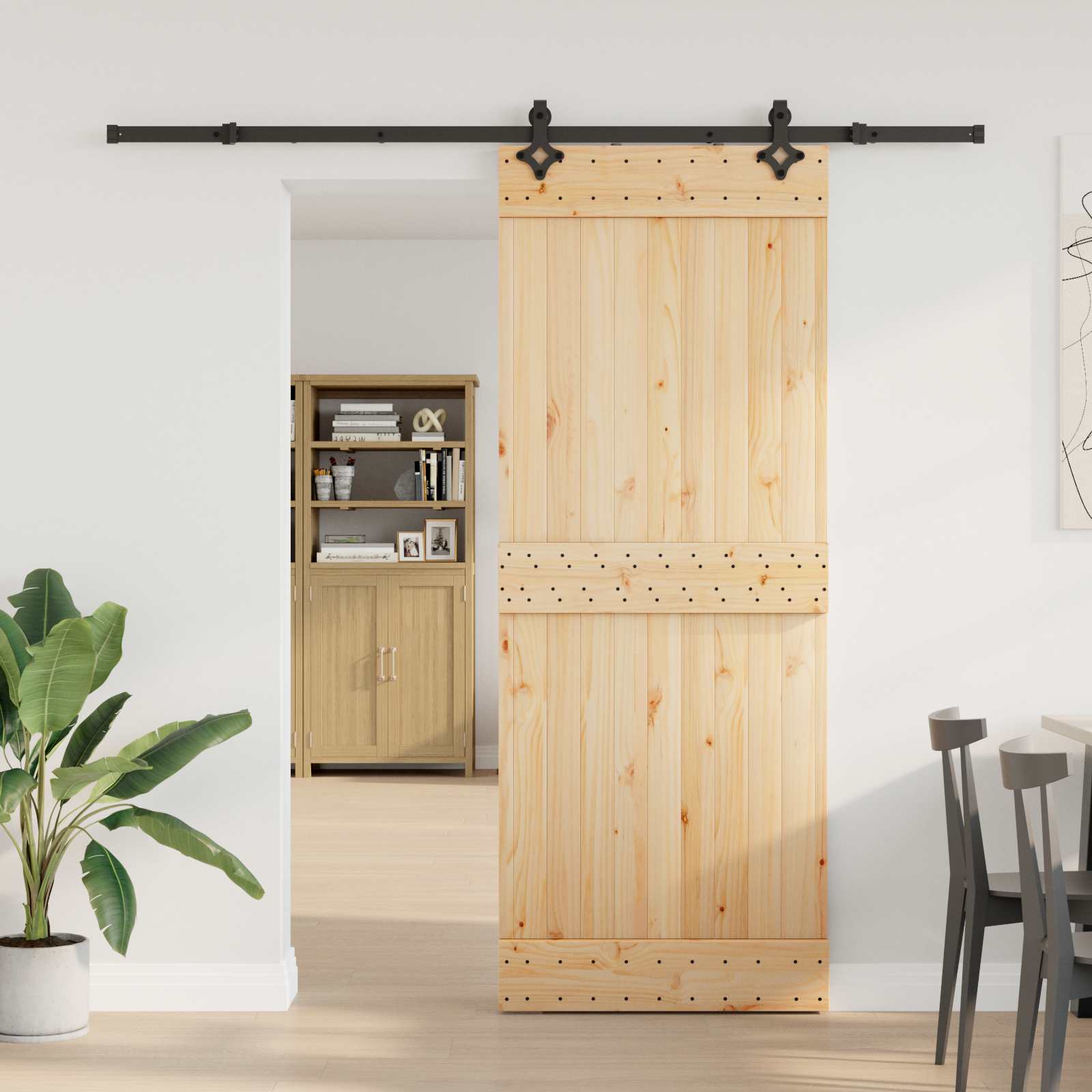 Schiebetür NARVIK Natürlich und Schwarz 70 x 210 cm (152,5 cm)