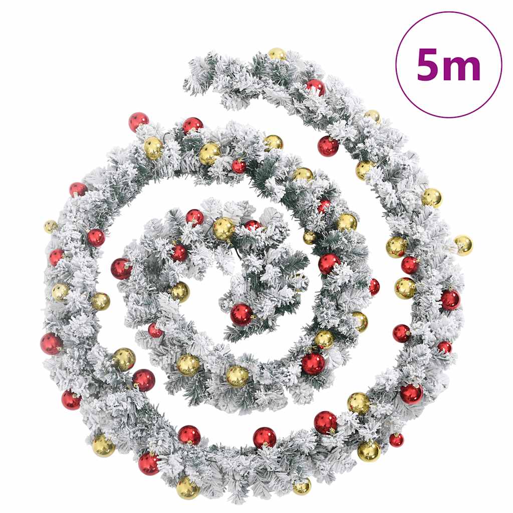 Weihnachtsgirlande mit Schnee Grün 5 m PVC