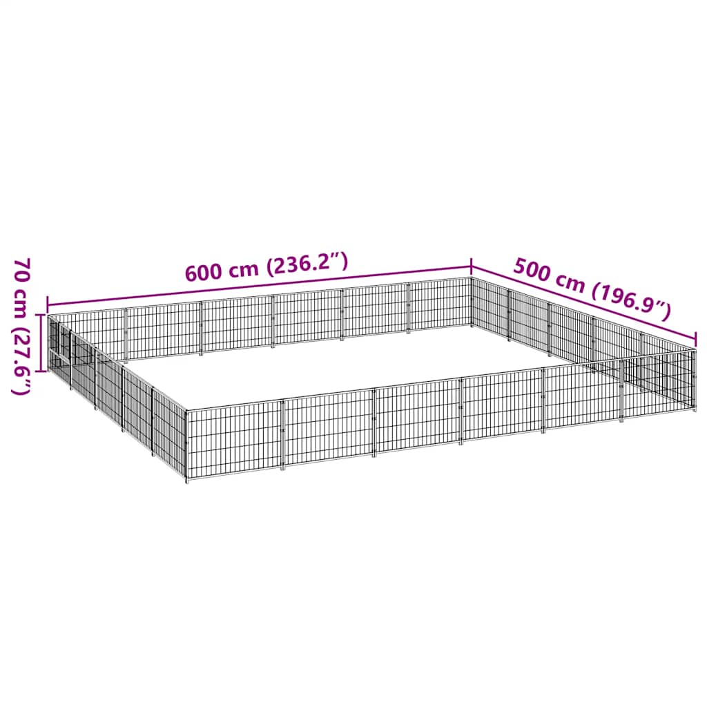 Hundezwinger Schwarz 4 m² Stahl