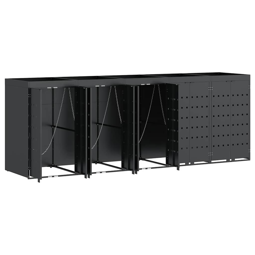 Mülltonnenbox für 2 Tonnen Schwarz 138x79x117 cm Stahl