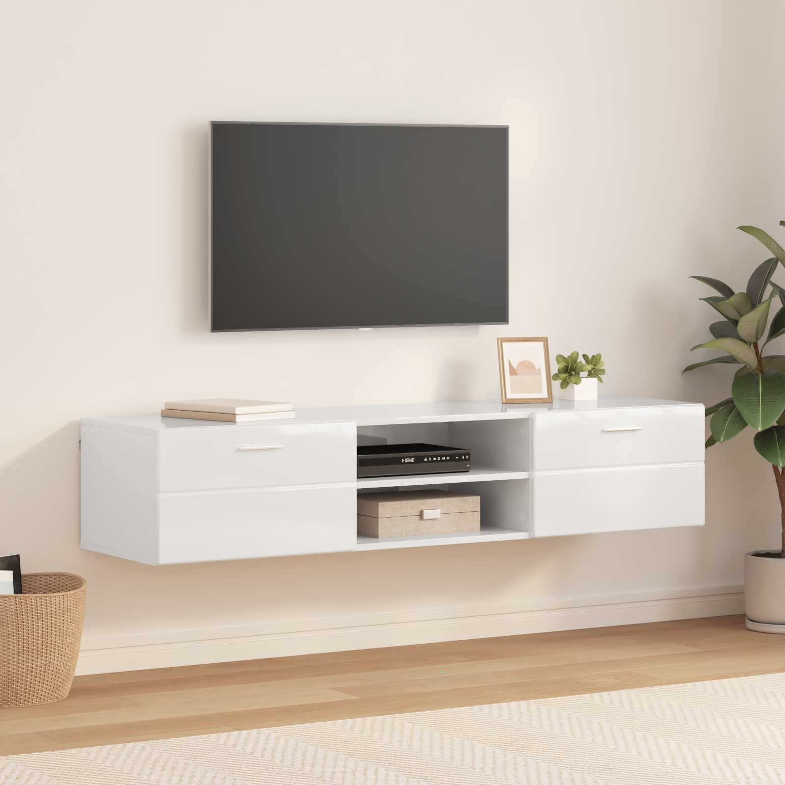 Highboard mit Regal FLORIN Weiß 60 x 35 x 182 cm Holzwerkstoff