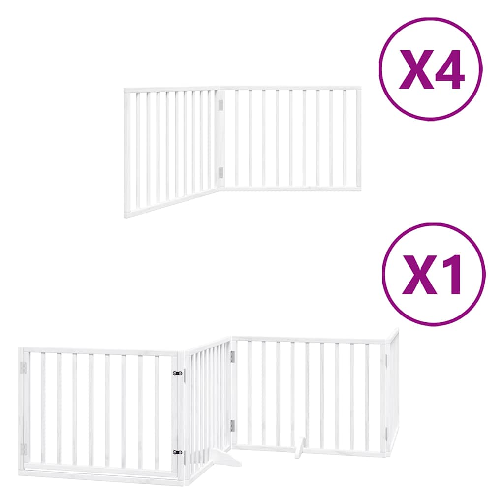 9-tlg. Hundetor mit Tür Faltbar 450 cm Pappelholz