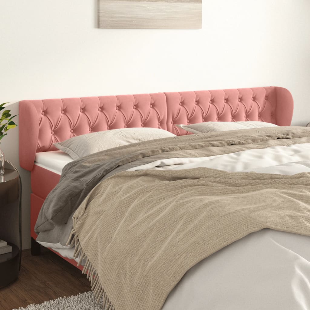 Kopfteil mit Ohren Dunkelblau 93x23x78/88 cm Samt
