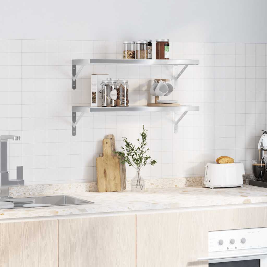 Wandregale 2 Stk. 100x40 cm Silbern Edelstahl