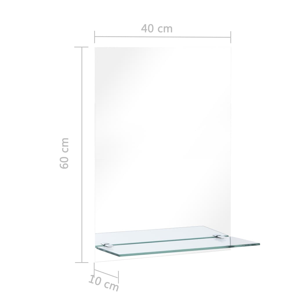 Wandspiegel mit Regal 20×40 cm Hartglas