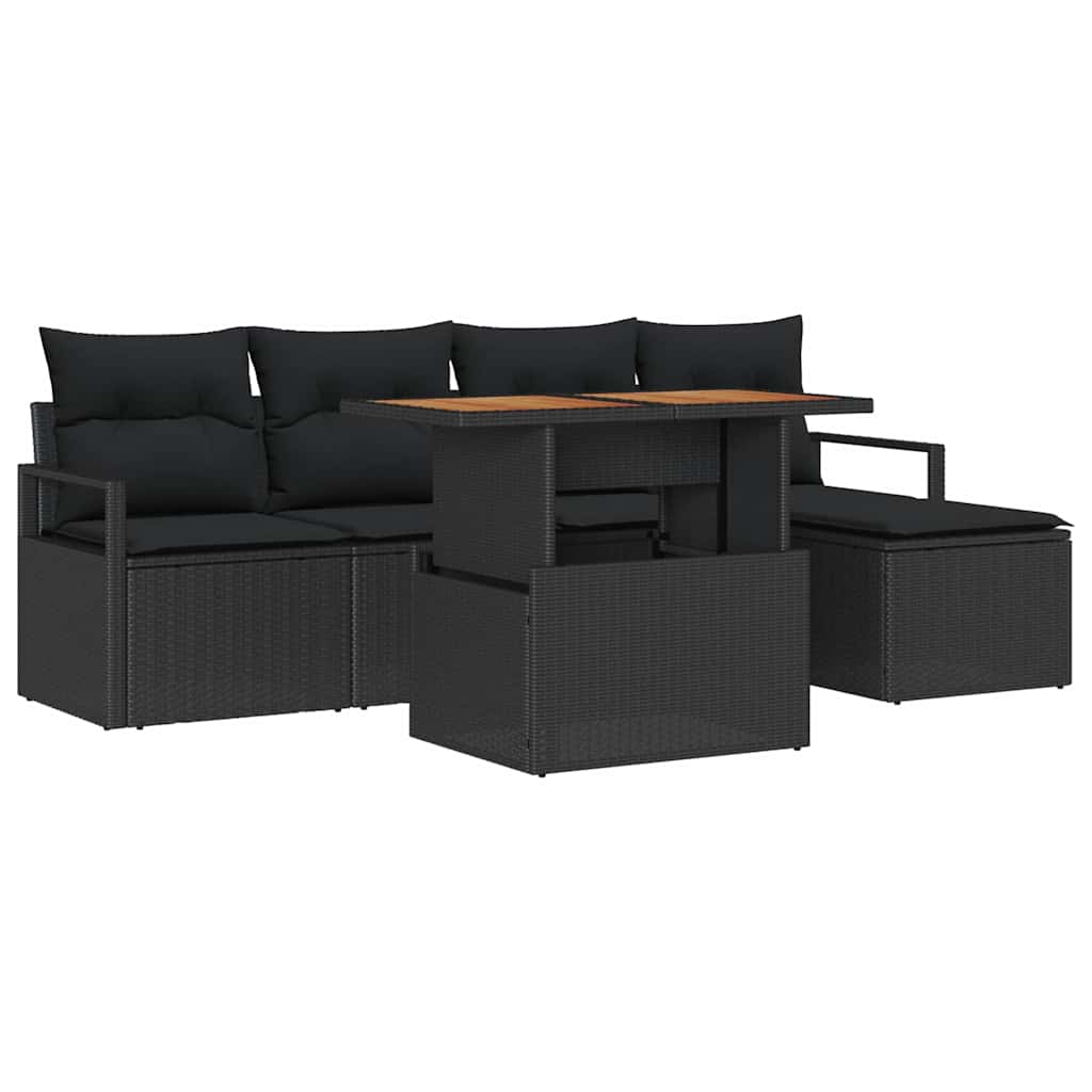 Garten Essgruppe mit Kissen 6 pcs Schwarz und Creme