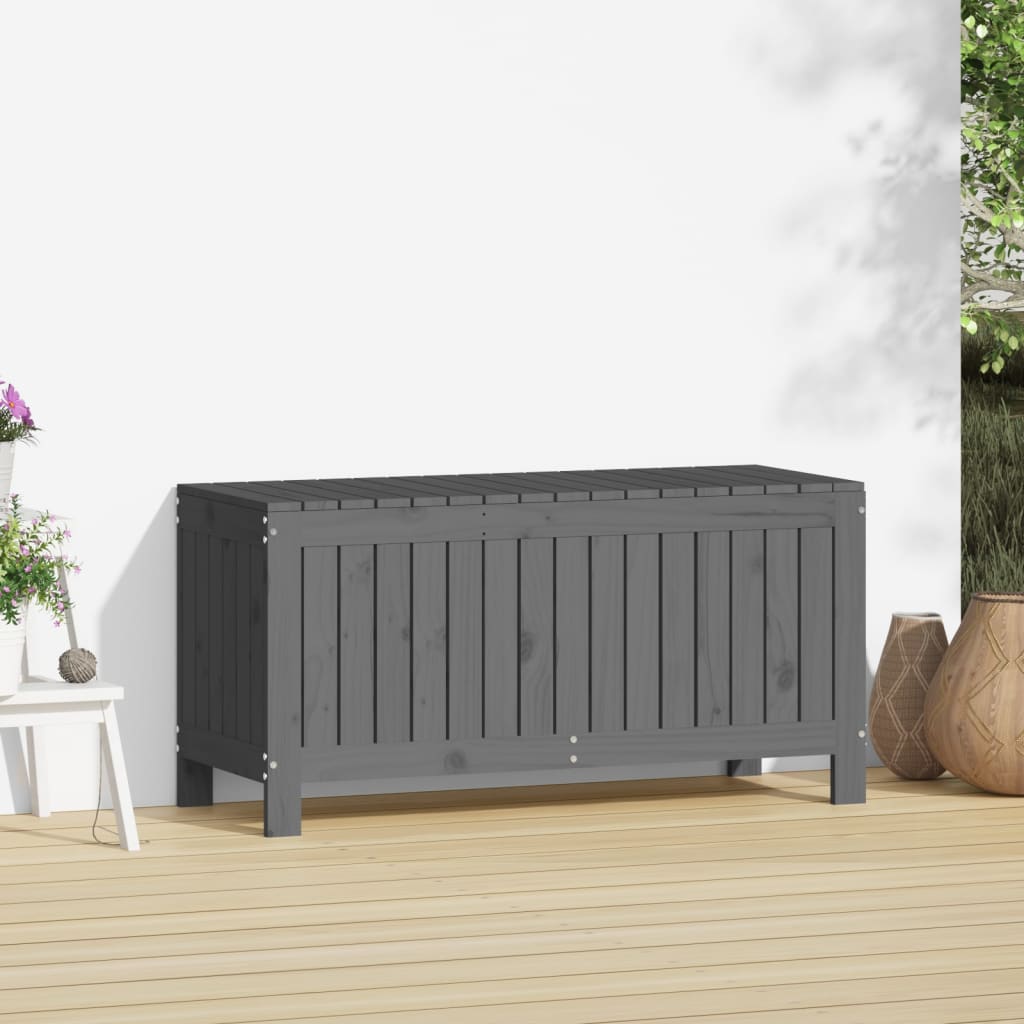 Gartentruhe Grau 76x42,5x54 cm Massivholz Kiefer