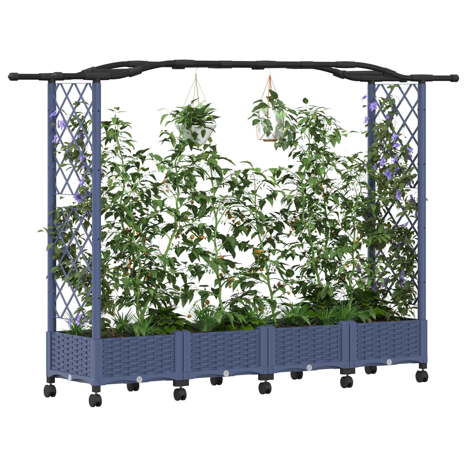 Hochbeet mit Rankgitter und Dach Braun 124 x 40 x 123 cm PP