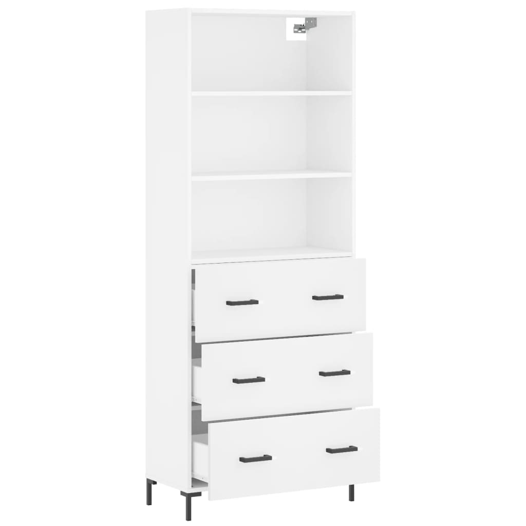 Highboard Hochglanz-Weiß 69,5x34x180 cm Holzwerkstoff