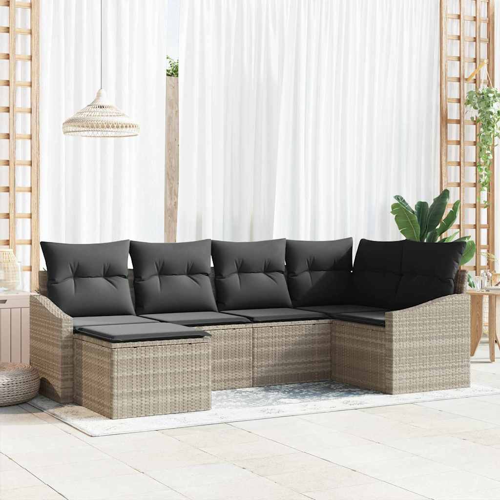 Garten Essgruppe mit Kissen 6 pcs Schwarz und Creme