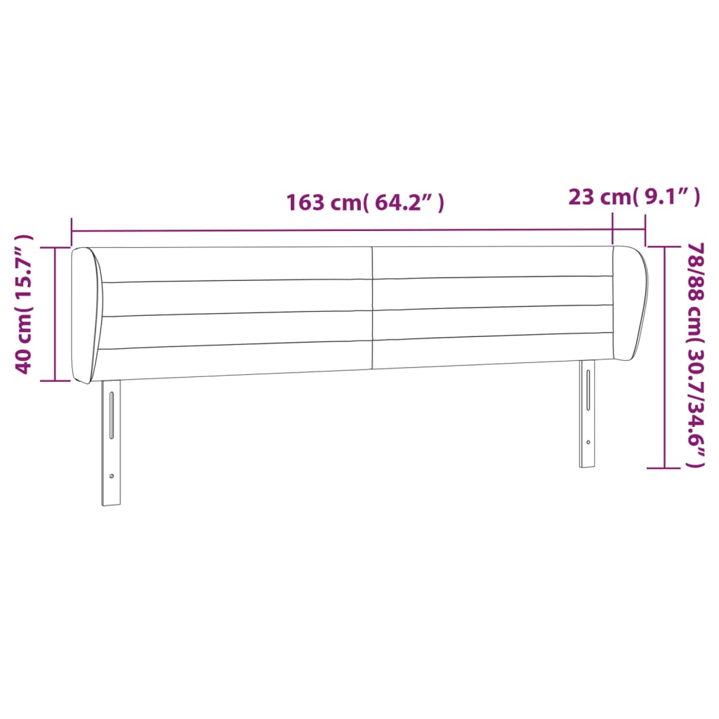 Kopfteil mit Ohren Dunkelblau 203x23x118/128 cm Samt