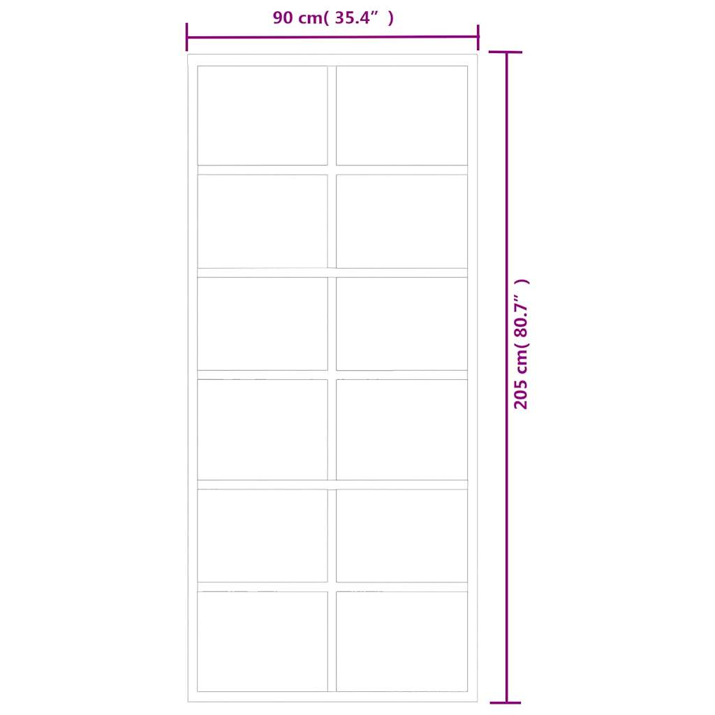 Schiebetür 3-teilig ESG-Glas und Aluminium 76x205 cm Schwarz