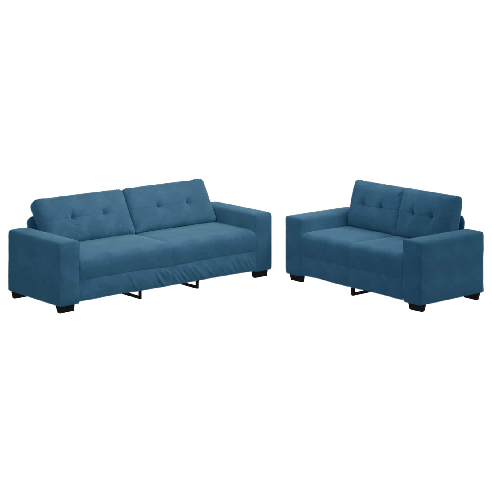 2-teiliges Sofa-Set mit Kissen, hellgrauer Samt
