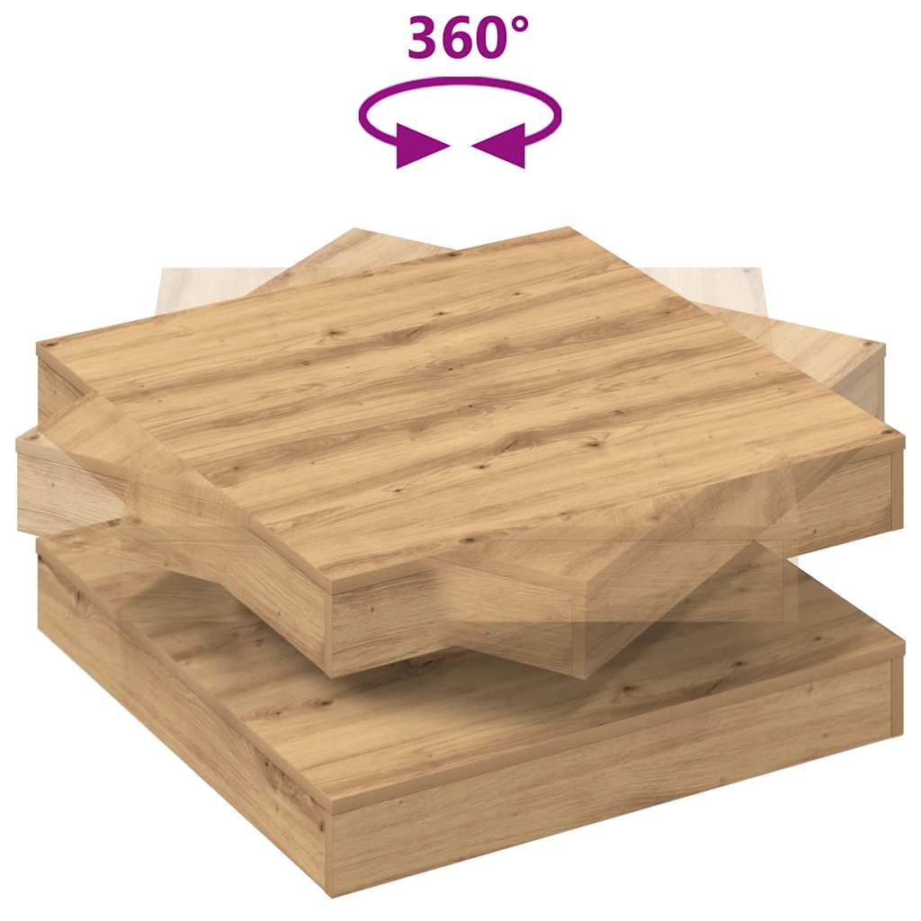 Couchtisch 360-Grad Drehbar Weiß 90x90x34,5 cm