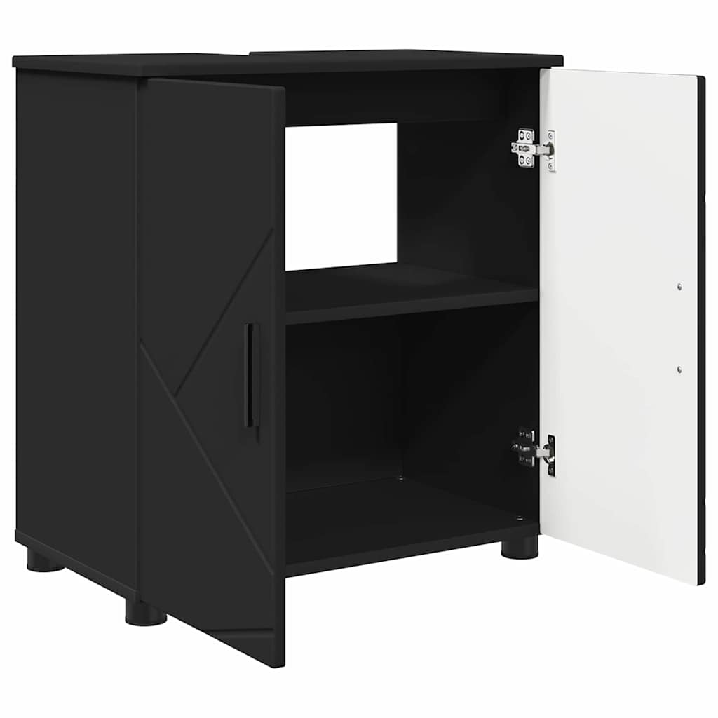 Badezimmermöbel-Set mit Tür 3 pcs Weiß Holzwerkstoff & Metall