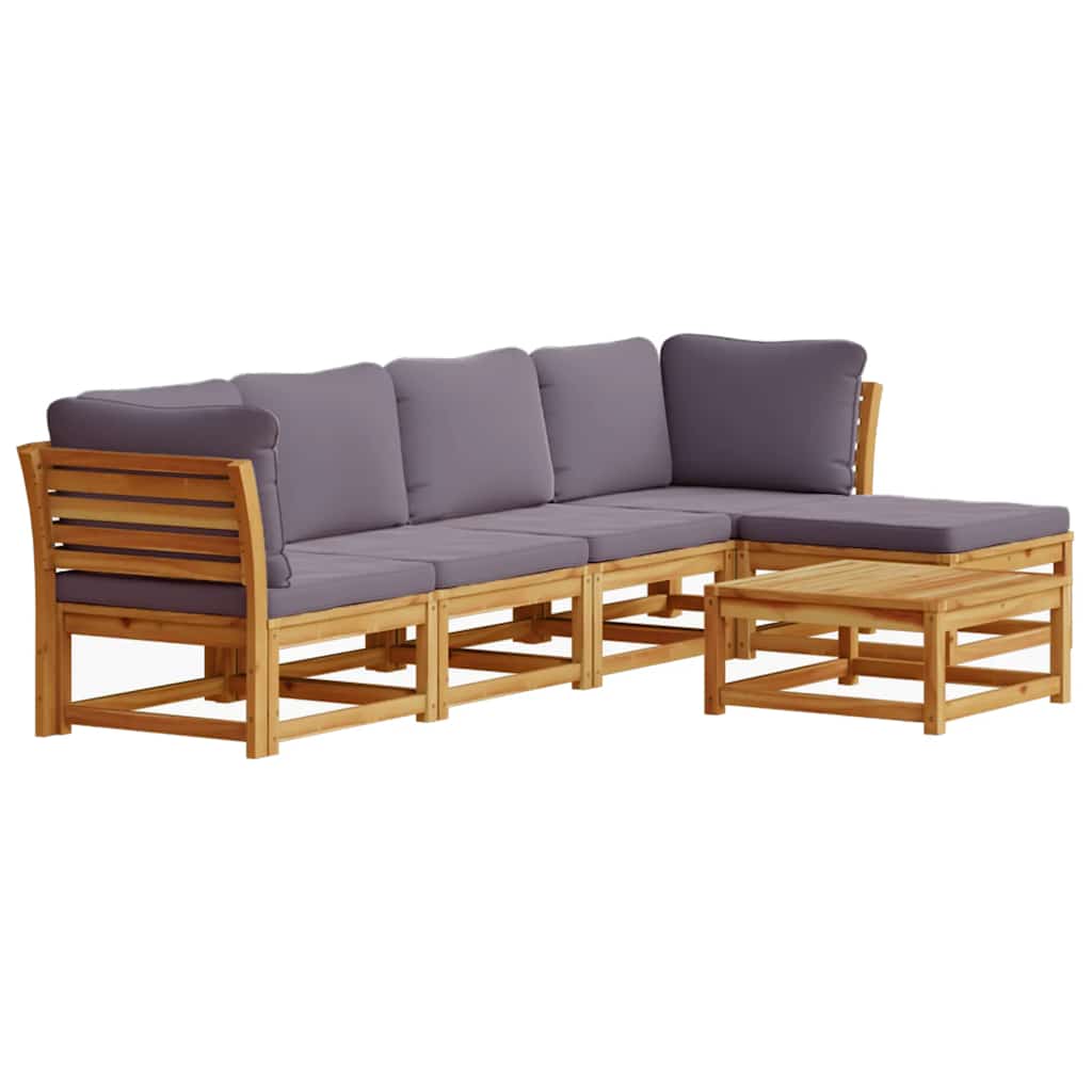 4-tlg. Garten-Lounge-Set mit Kissen Massivholz Akazie