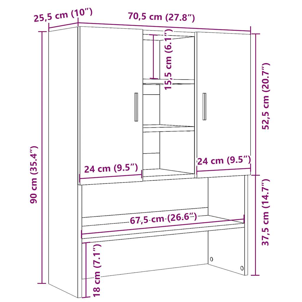 Waschmaschinenschrank Weiß 70,5x25,5x90 cm