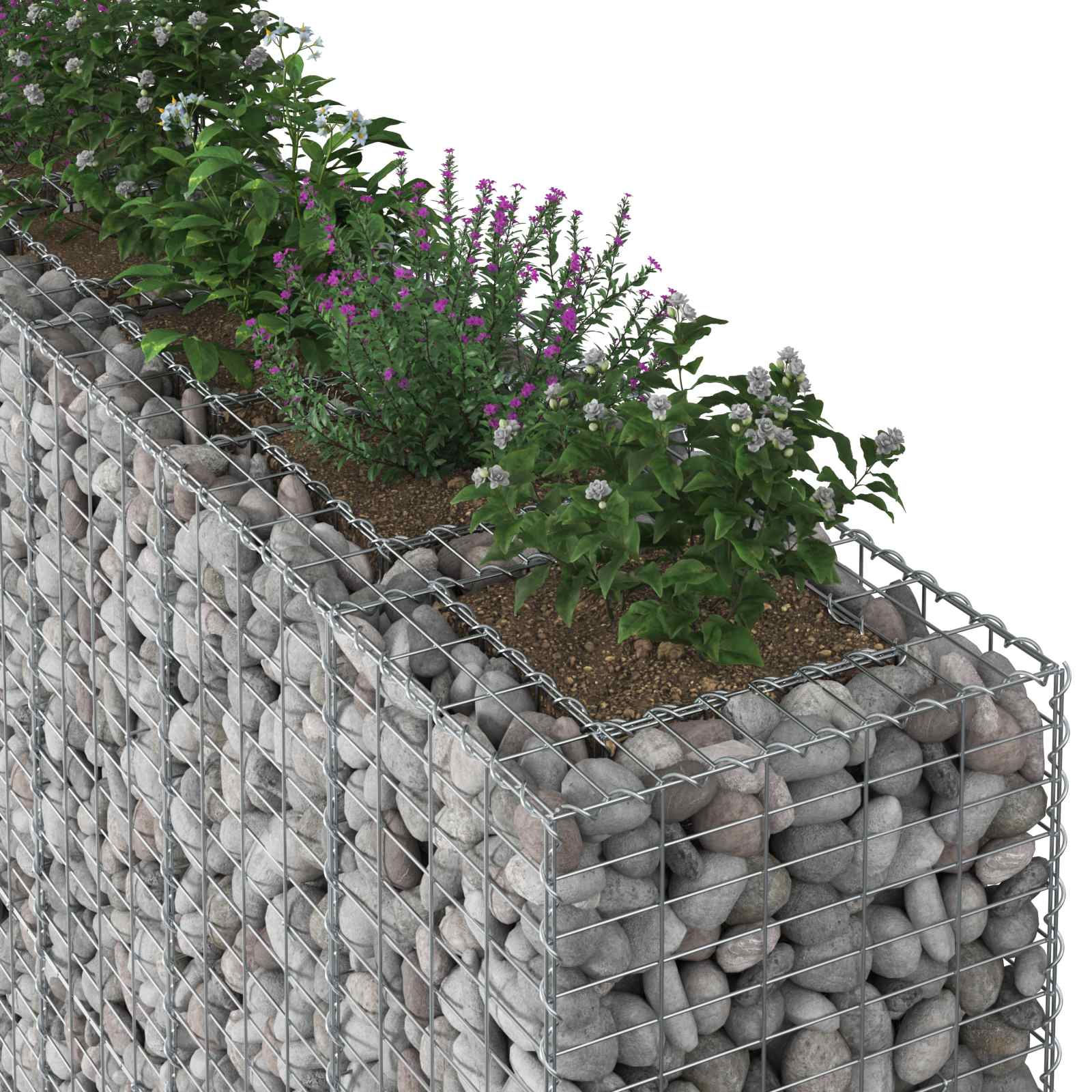 Gabionen Hochbeet 2 pcs Silber 260 x 60 x 55 cm