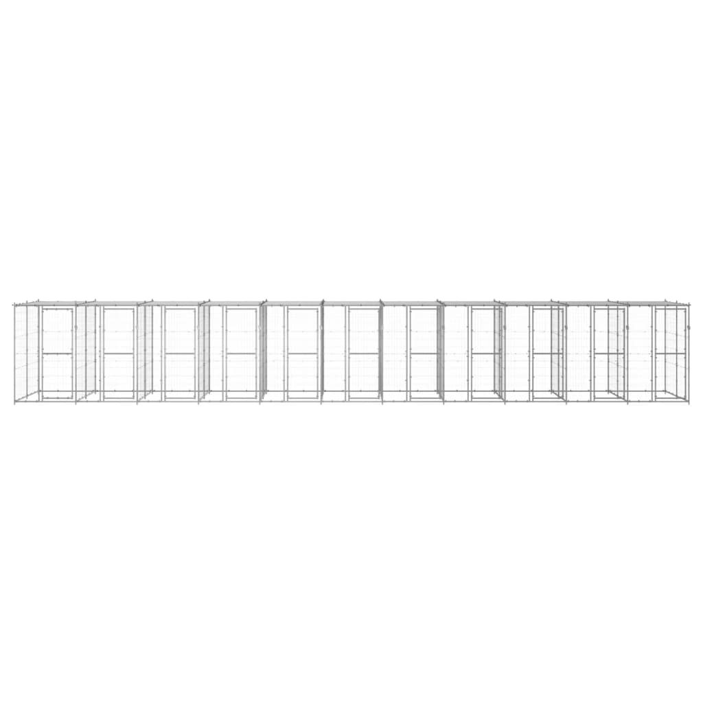 Outdoor-Hundezwinger Stahl mit Überdachung 110x220x180 cm
