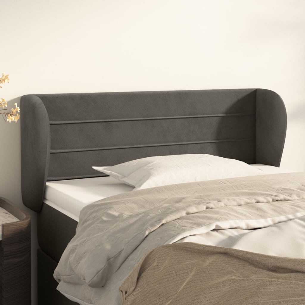 Kopfteil mit Ohren Dunkelblau 203x23x118/128 cm Samt
